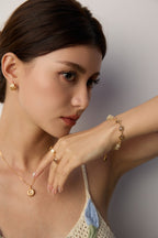 925 Sterling Silver Golden Rutilated Quartz Pearl Bracelet, product view 2