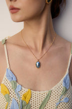 925 Sterling Silver Mabe Pearl Necklace - Silver
