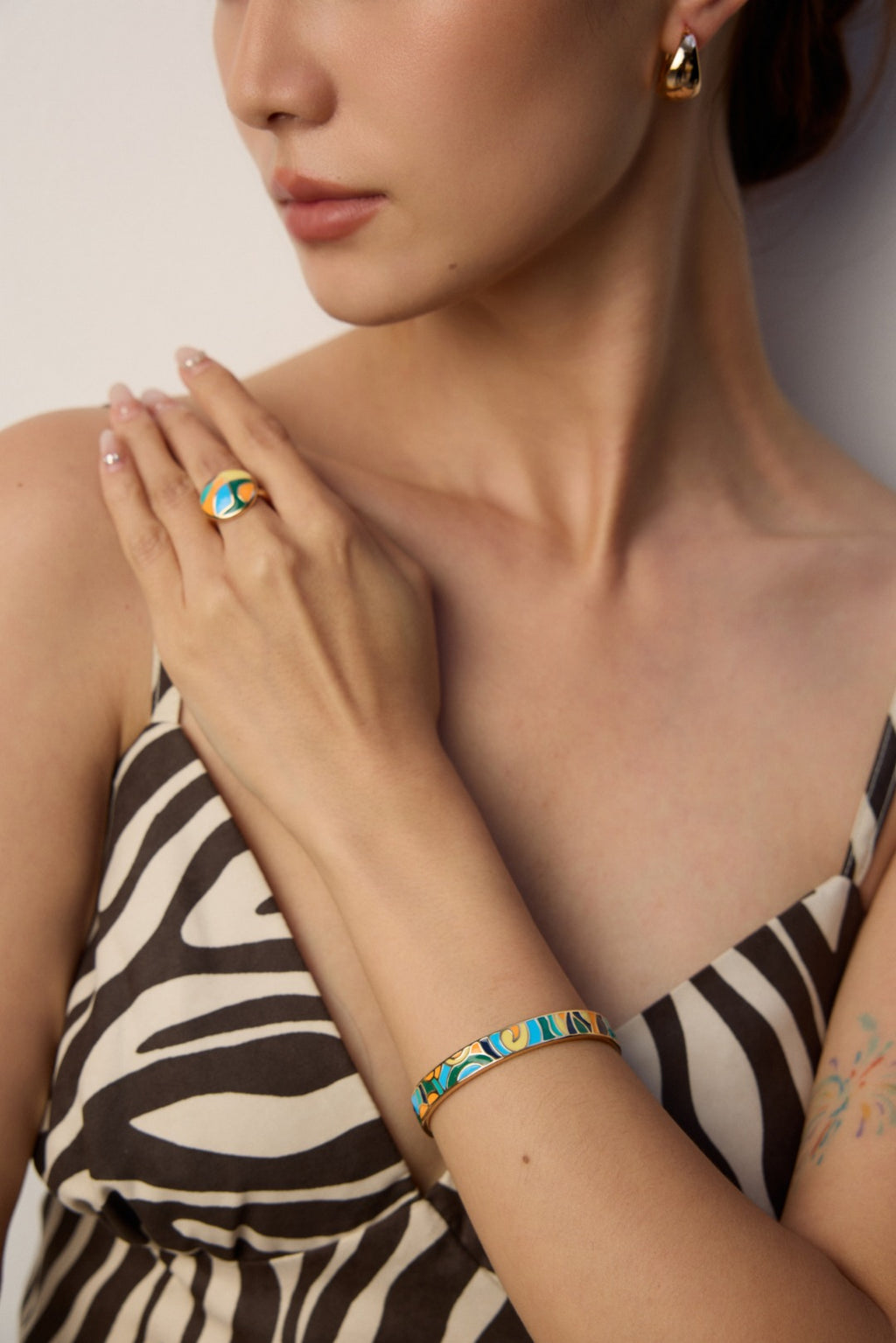 925 Sterling Silver Drip Glaze Bangle - Silver