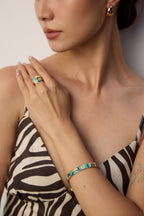 925 Sterling Silver Drip Glaze Bangle - Silver