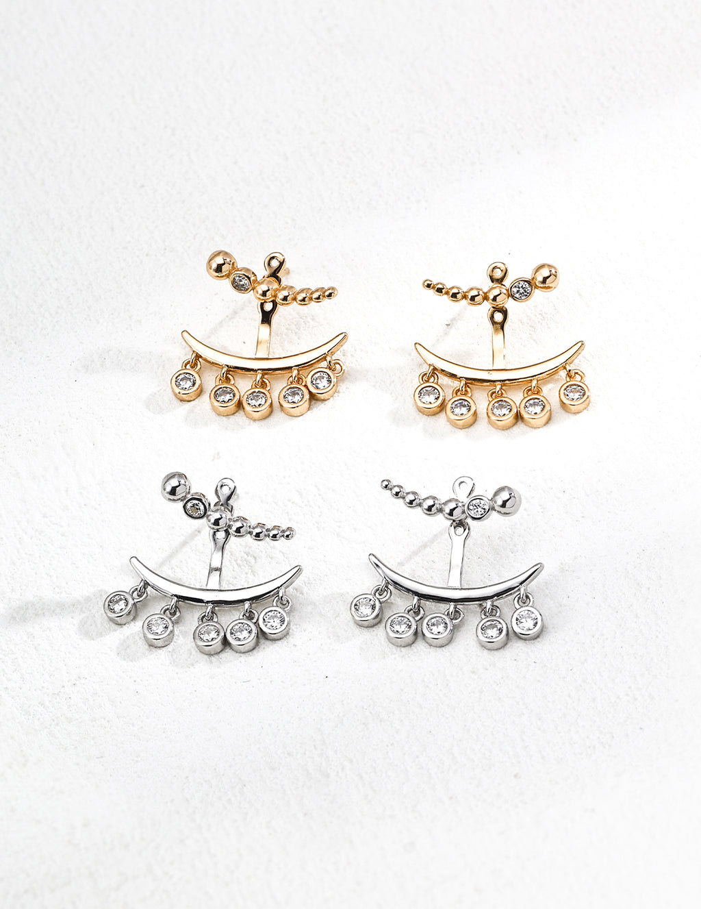 925 Sterling Silver Vintage Cubic Zirconia Earrings - Silver