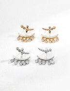 925 Sterling Silver Vintage Cubic Zirconia Earrings - Silver