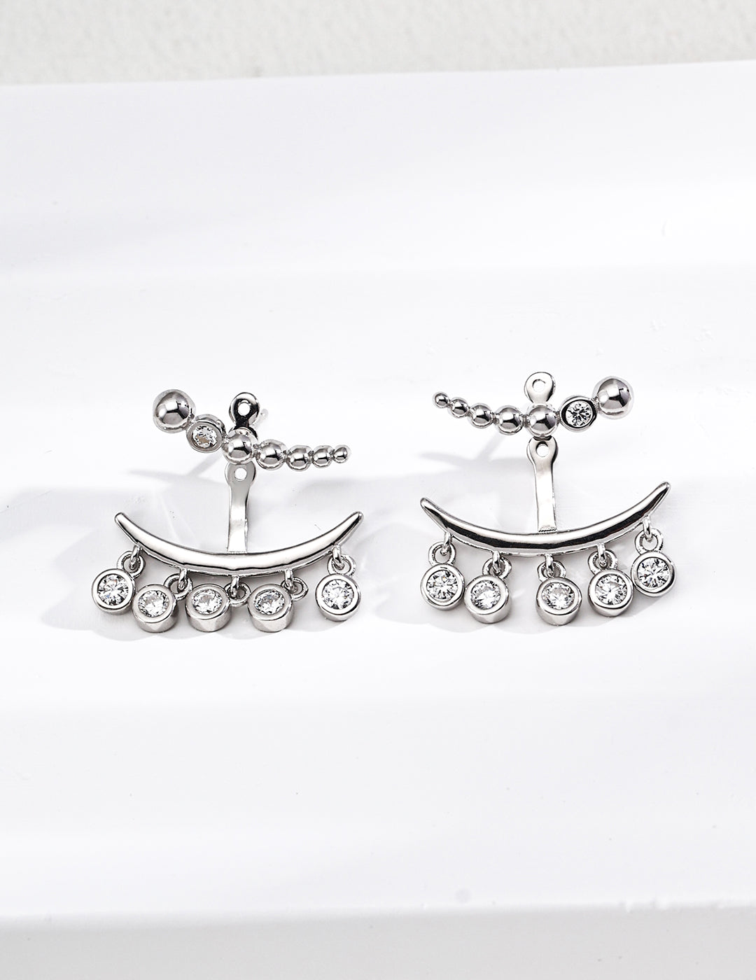 925 Sterling Silver Vintage Cubic Zirconia Earrings - Silver