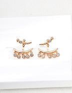 925 Sterling Silver Vintage Cubic Zirconia Earrings - Silver