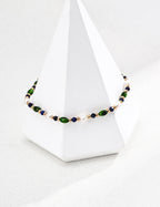 925 Sterling Silver Vintage Rice Pearl, 贝壳橄榄珠 and Lapis Lazuli Bracelet - Silver
