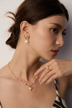 925 Sterling Silver Vintage Natural Natural Baroque Pearl Earrings - Silver