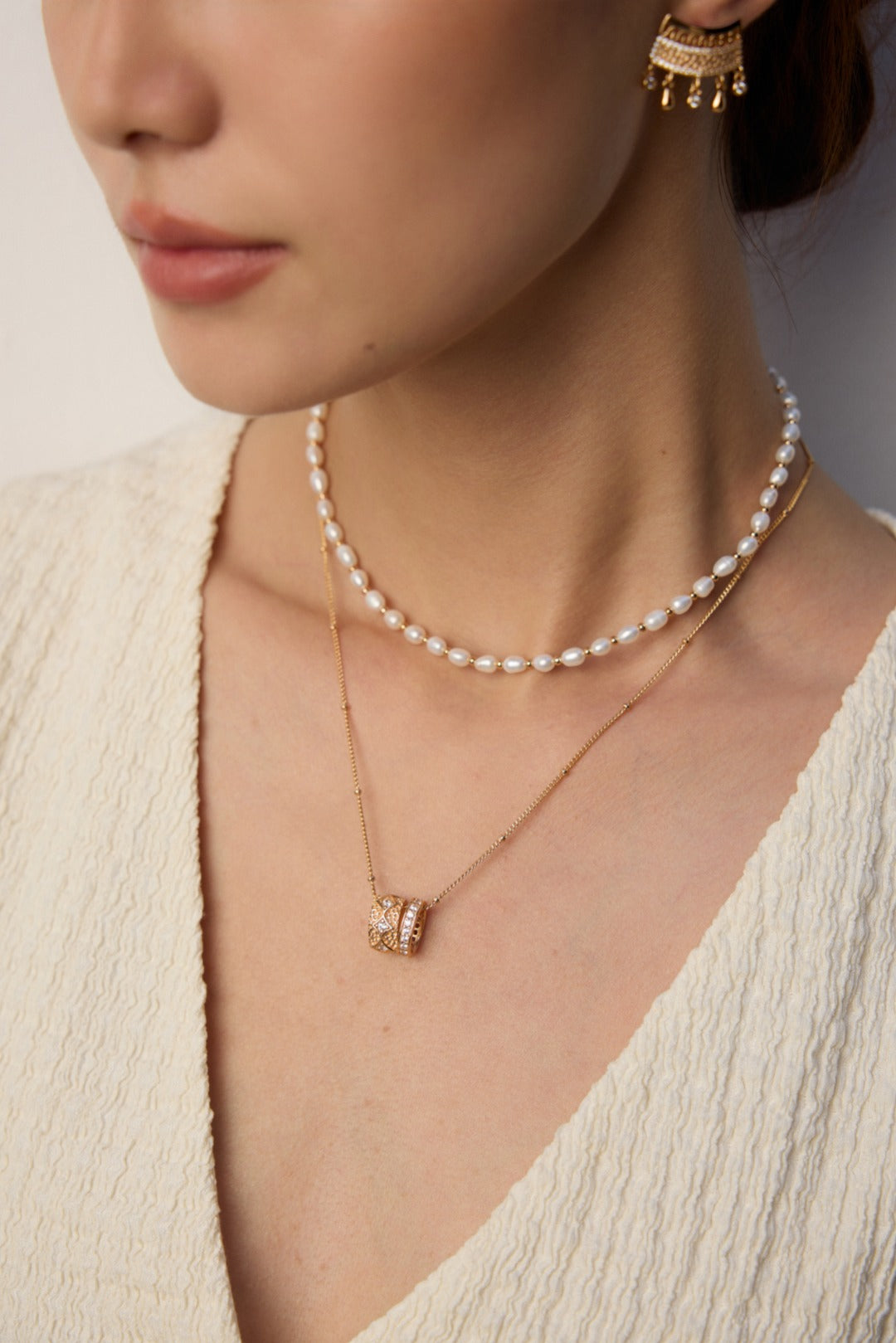 925 Sterling Silver Star Cubic Zirconia Necklace - Vintage Gold