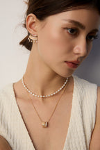 925 Sterling Silver Star Cubic Zirconia Necklace - Vintage Gold