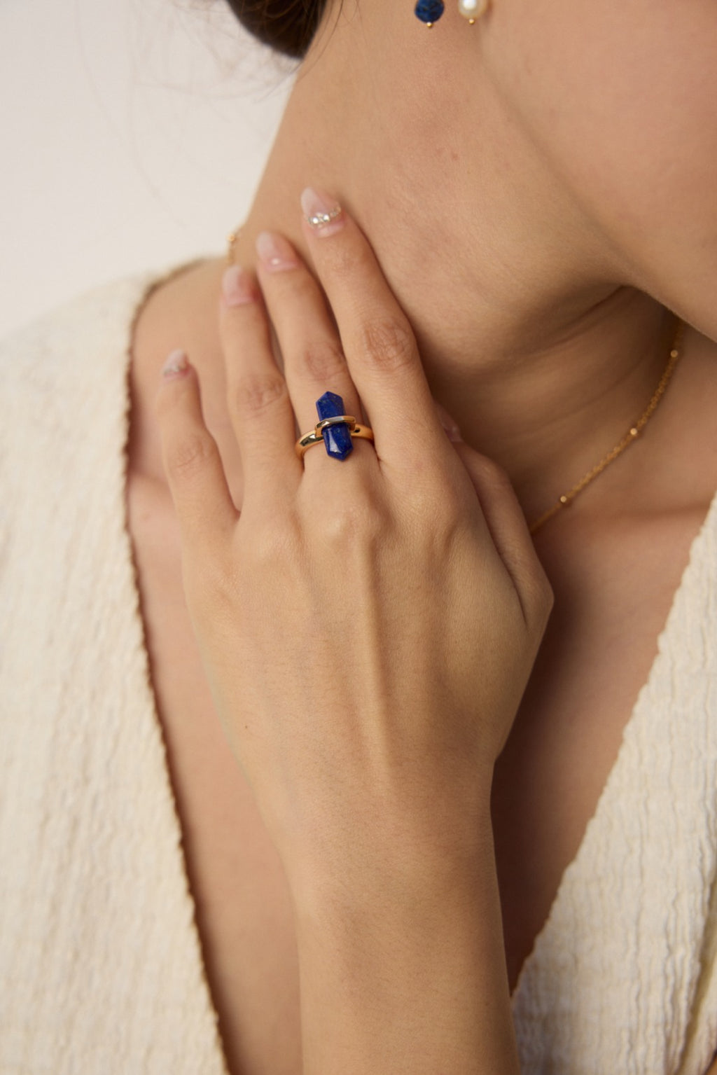 925 Sterling Silver Natural Lapis Lazuli Ring - Silver