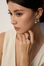 925 Sterling Silver Natural Lapis Lazuli Ring - Silver