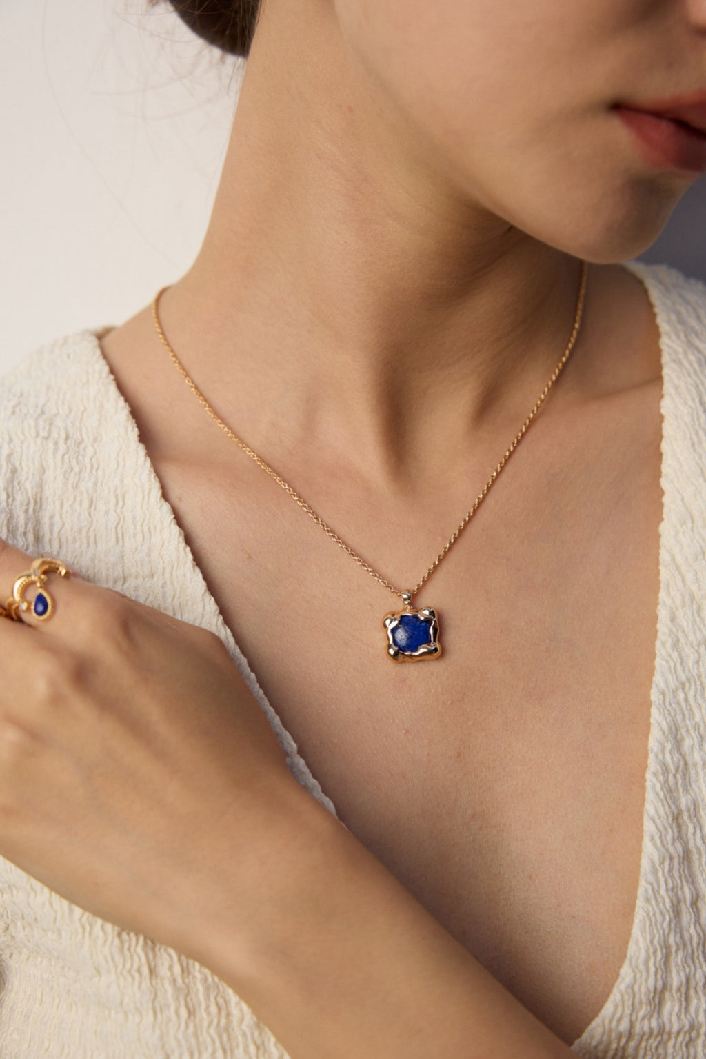 925 Sterling Silver Lapis Lazuli Necklace - Silver