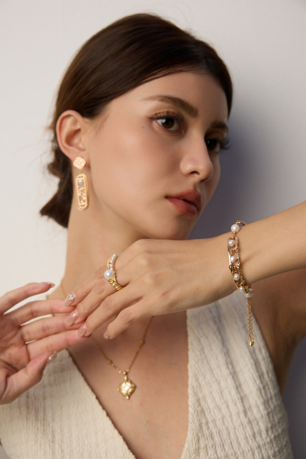 925 Sterling Silver Vintage Natural Pearl Bracelet - Silver