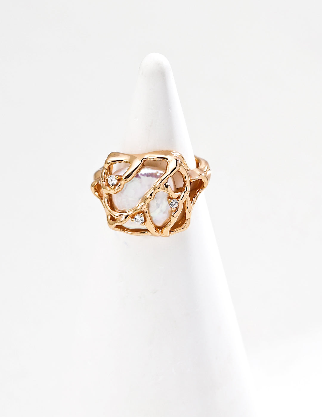 925 Sterling Silver Natural Pearl and Cubic Zirconia Ring - Silver