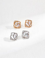 925 Sterling Silver Natural Pearl and Cubic Zirconia Earrings - Silver