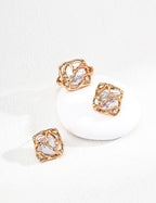 925 Sterling Silver Natural Pearl and Cubic Zirconia Earrings - Silver