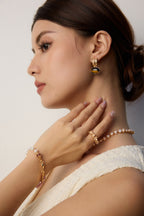 925 Sterling Silver Pearl Moss Agate Strawberry Quartz Bracelet, product view 6