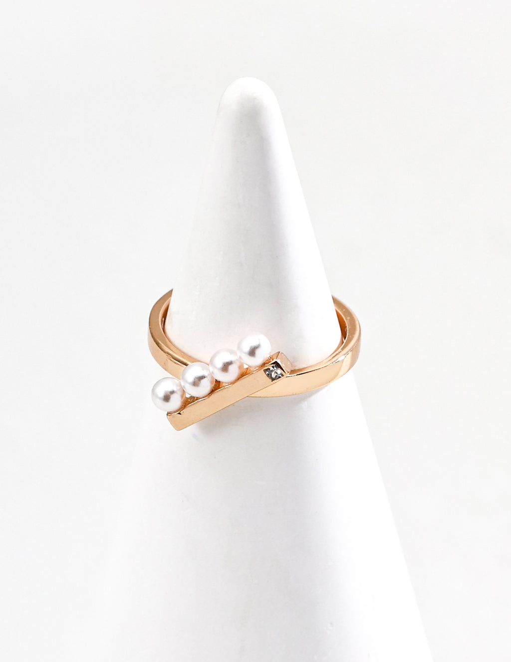 925 Sterling Silver Faux Pearl Ring - Silver