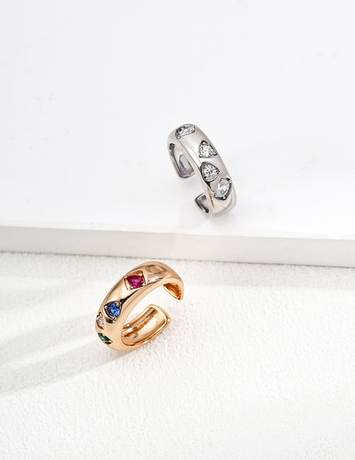 925 Sterling Silver Floral Cubic Zirconia Ring, close-up detail