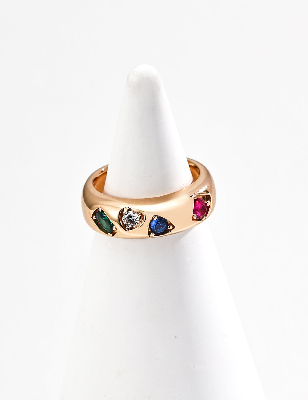925 Sterling Silver Floral Cubic Zirconia Ring, front view