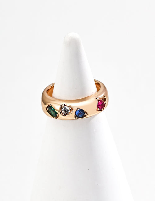 925 Sterling Silver Floral Cubic Zirconia Ring, front view