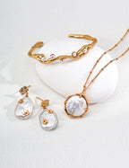 925 Sterling Silver Vintage Natural Pearl and Cubic Zirconia Earrings - Silver