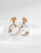 925 Sterling Silver Vintage Natural Pearl and Cubic Zirconia Earrings - Silver