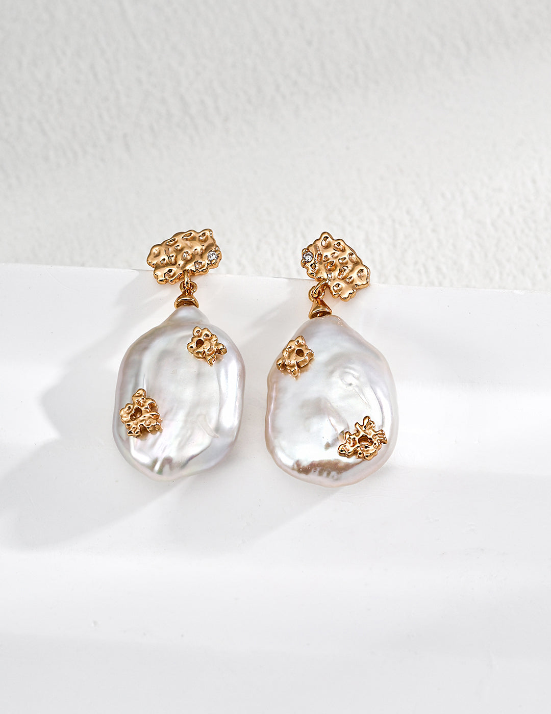 925 Sterling Silver Vintage Natural Pearl and Cubic Zirconia Earrings - Silver