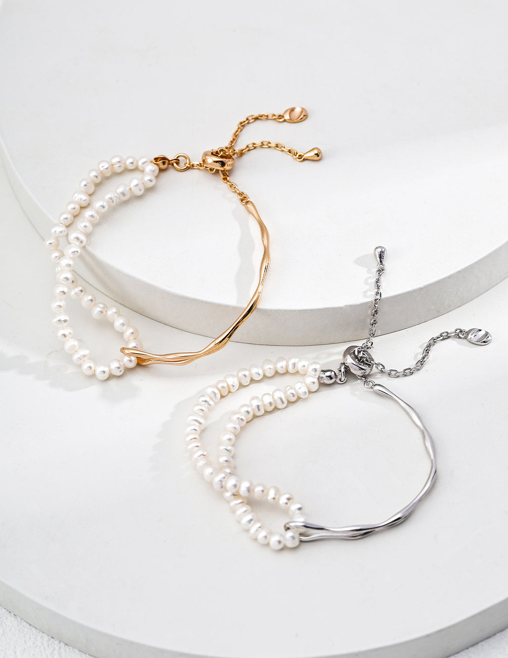 925 Sterling Silver Natural Pearl Bracelet - Silver