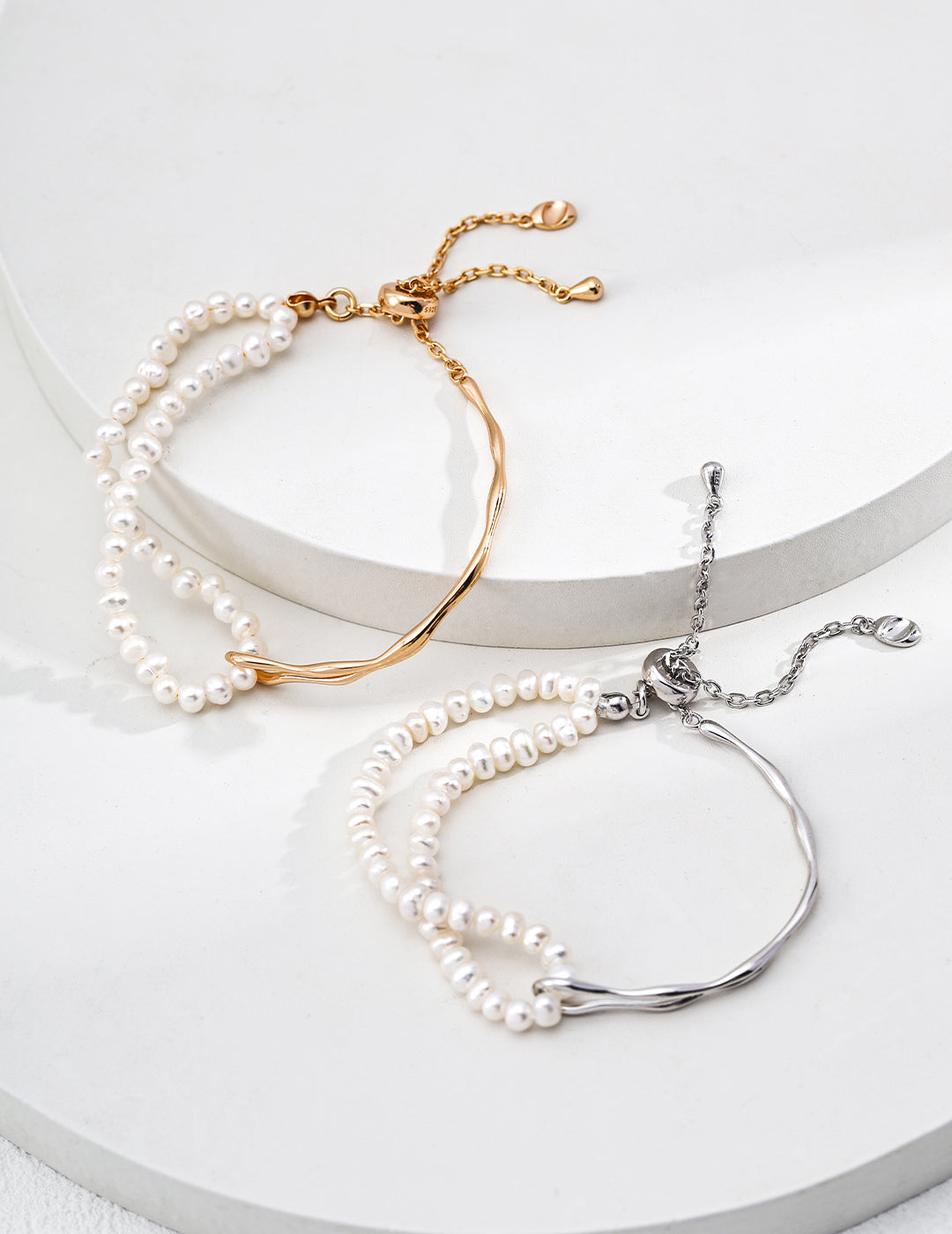 925 Sterling Silver Natural Pearl Bracelet - Silver