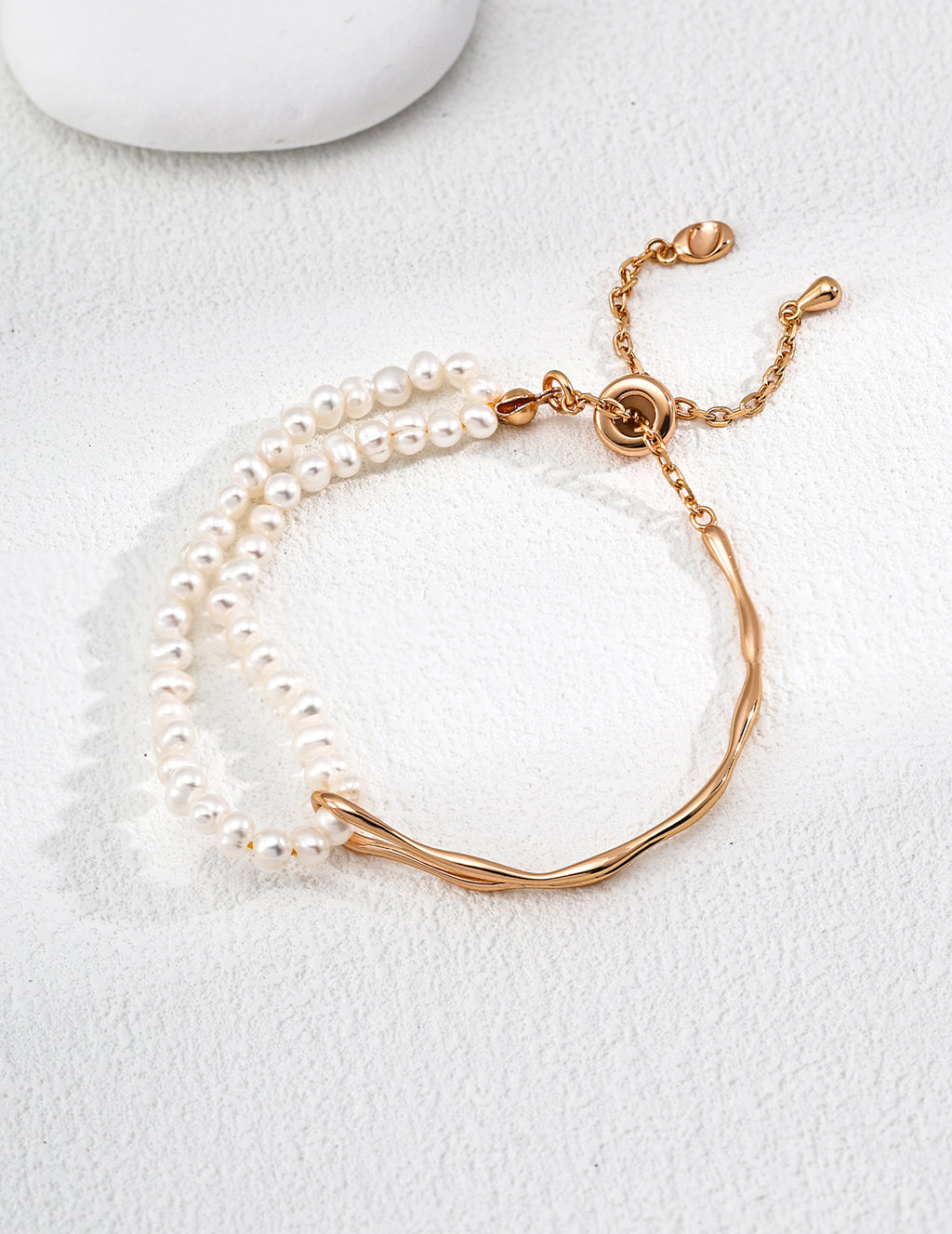 925 Sterling Silver Natural Pearl Bracelet - Silver