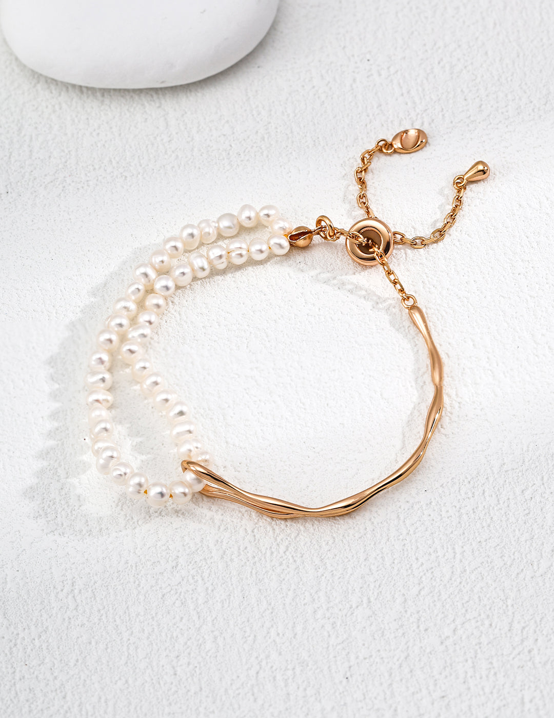 925 Sterling Silver Natural Pearl Bracelet - Silver