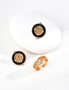 925 Sterling Silver Cubic Zirconia Ring - Vintage Gold