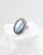 925 Sterling Silver Vintage Mabe Pearl Ring, side view