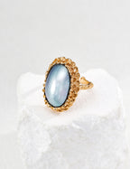925 Sterling Silver Vintage Mabe Pearl Ring, front view