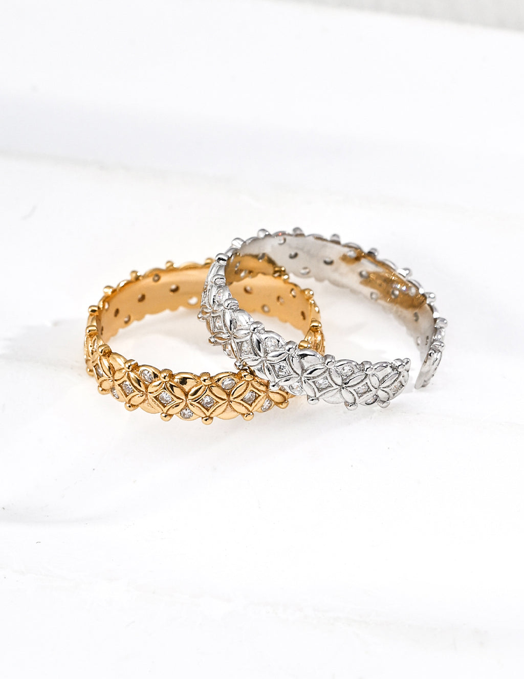 925 Sterling Silver Vintage Cubic Zirconia Ring - Vintage Gold