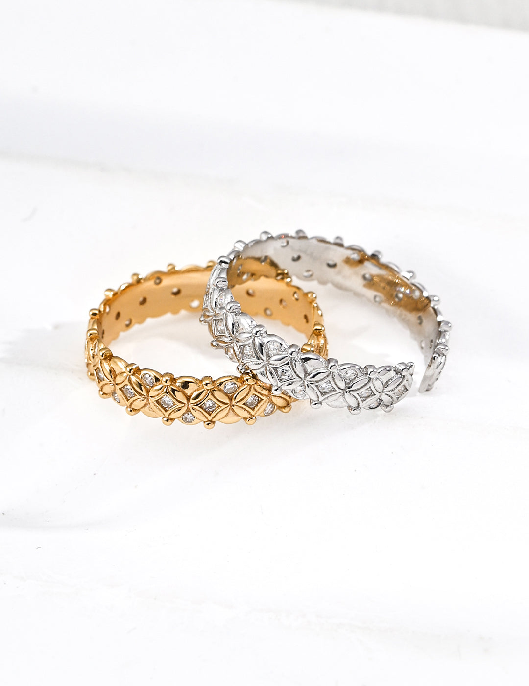 925 Sterling Silver Vintage Cubic Zirconia Ring - Vintage Gold