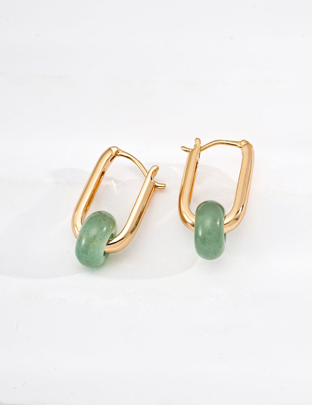 925 Sterling Silver Red Agate and 东陵玉 Earrings - Vintage Gold