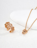 925 Sterling Silver Cubic Zirconia Necklace - Vintage Gold