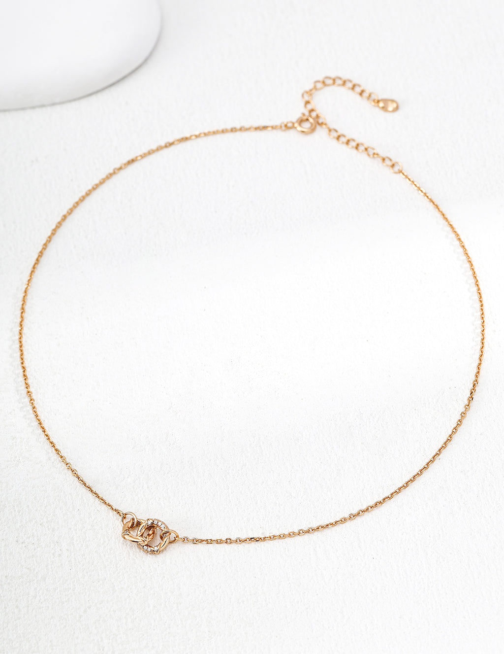 925 Sterling Silver Cubic Zirconia Necklace - Vintage Gold