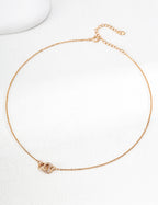 925 Sterling Silver Cubic Zirconia Necklace - Vintage Gold