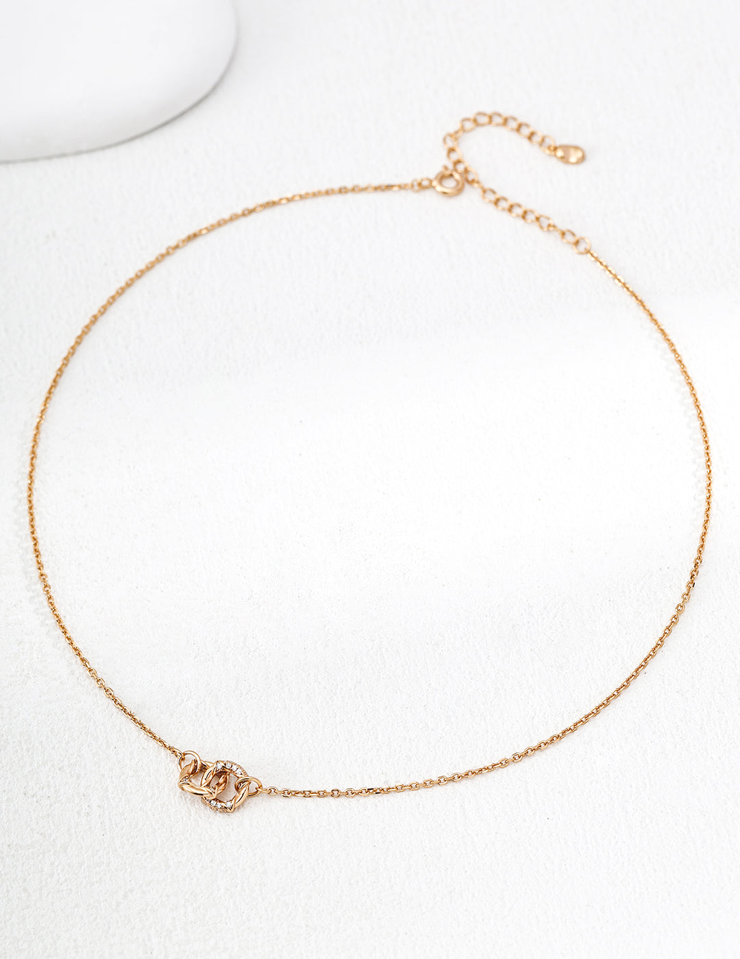 925 Sterling Silver Cubic Zirconia Necklace - Vintage Gold