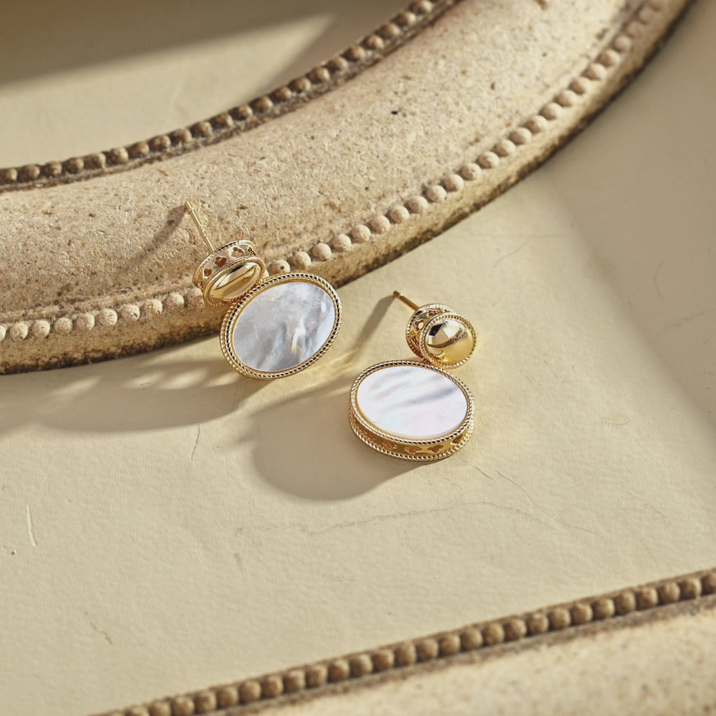 925 Sterling Silver Mother of Pearl Drop Earrings