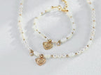 925 Sterling Silver Shell and Pearl and Cubic Zirconia Vintage-Inspired Necklace
