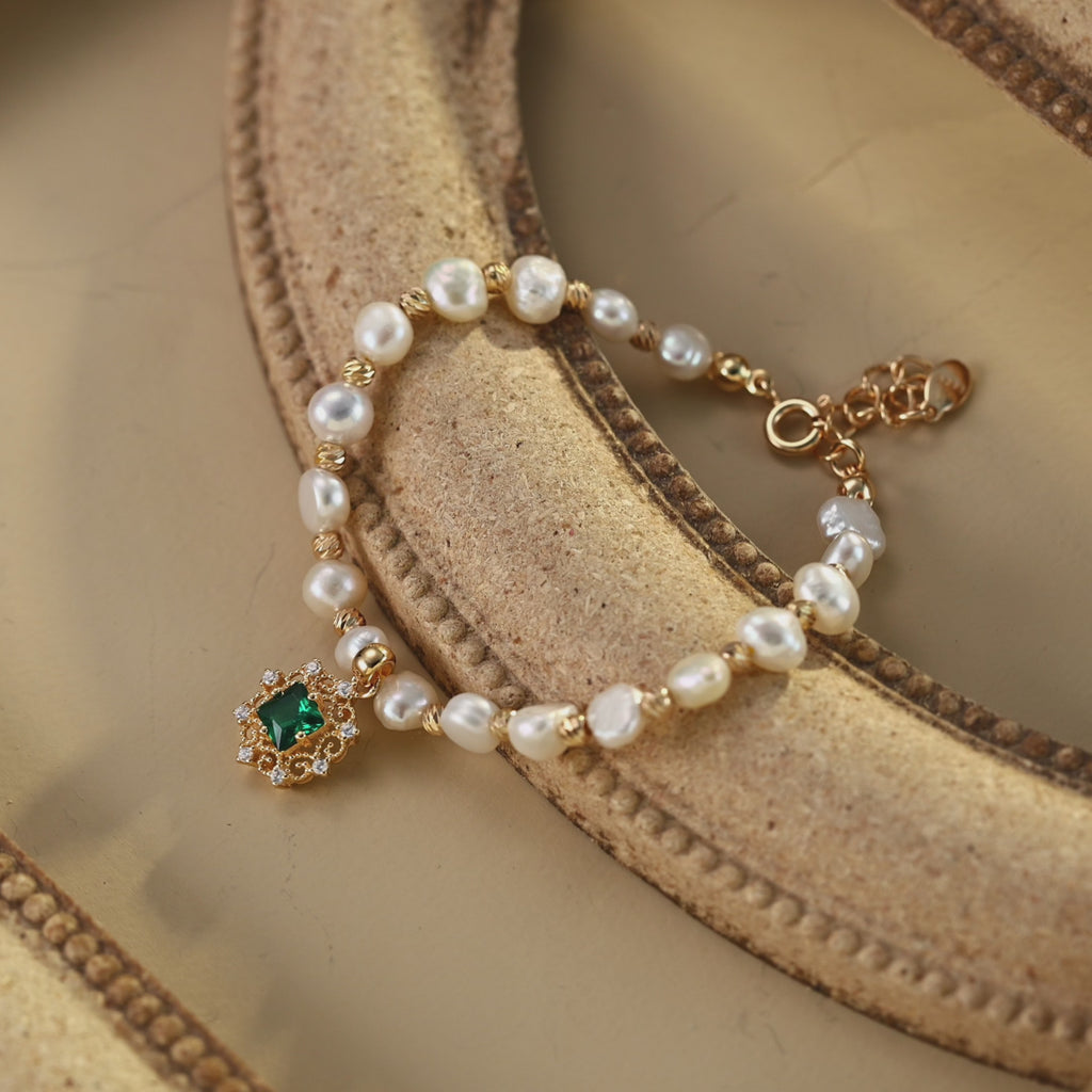 925 Sterling Silver Natural Pearl Vintage-Inspired Bracelet