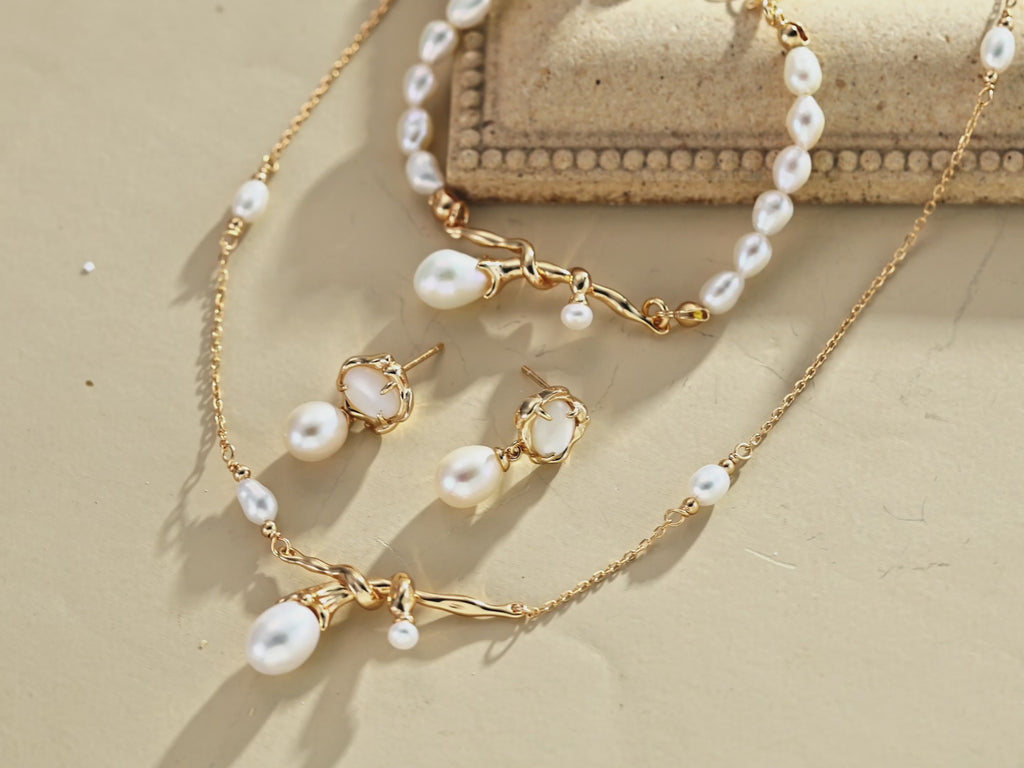 925 Sterling Silver Natural Pearl Interwoven Necklace