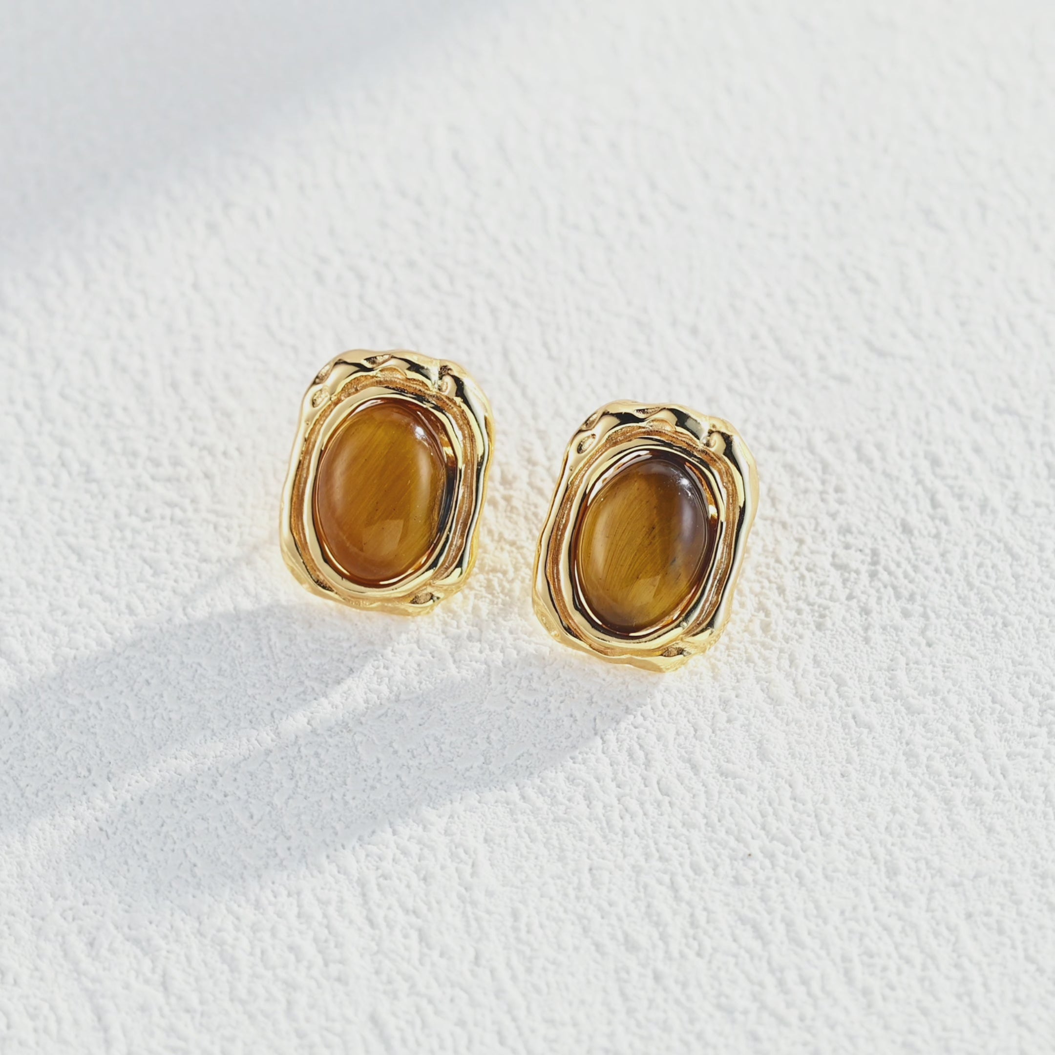 925 Sterling Silver Vintage Tiger’s Eye Earrings product video E01281-2_影片_1