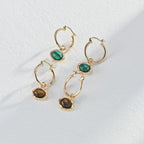 925 Sterling Silver Tiger’s Eye Malachite Cat-Eye Drop Earrings product video E0950_影片_1