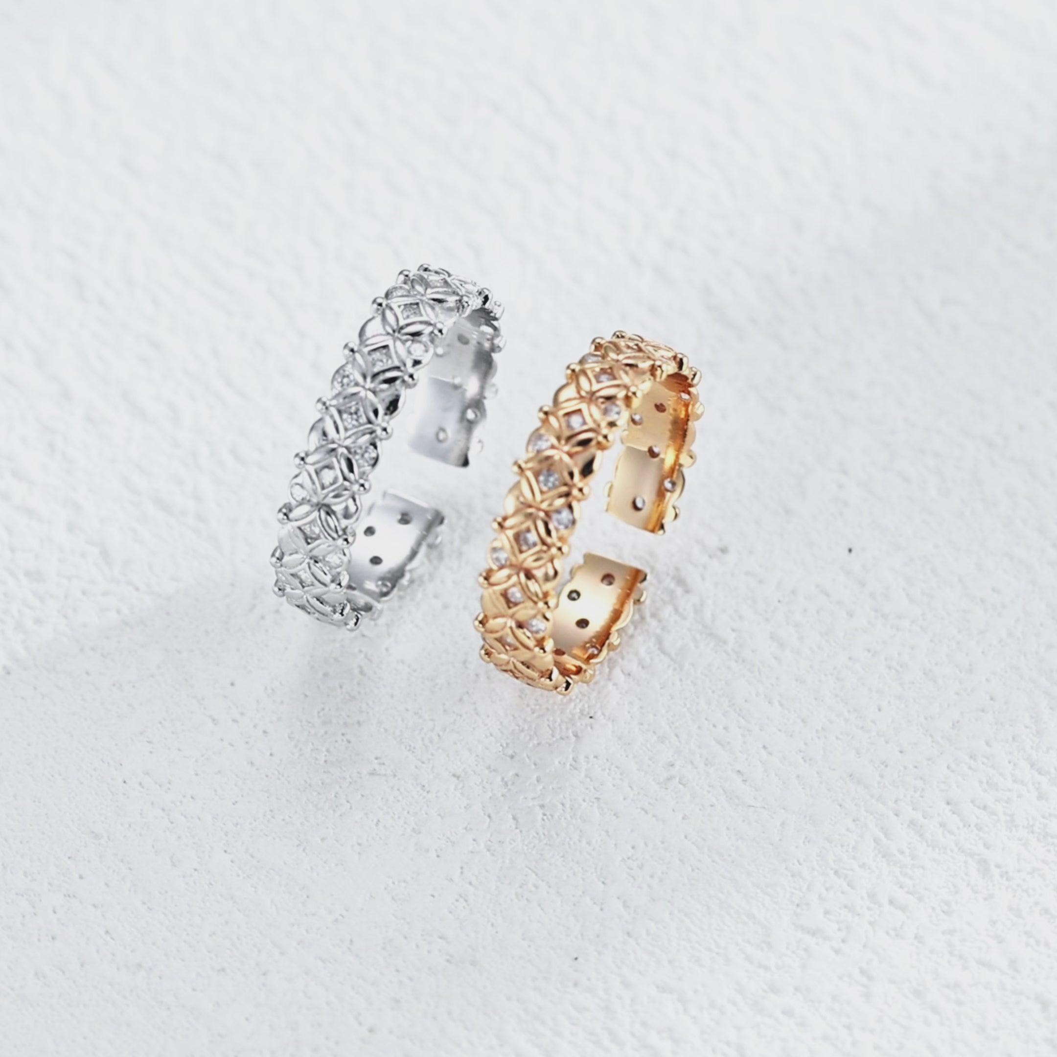 925 Sterling Silver Cubic Zirconia Open Ring product video J0355_影片_1