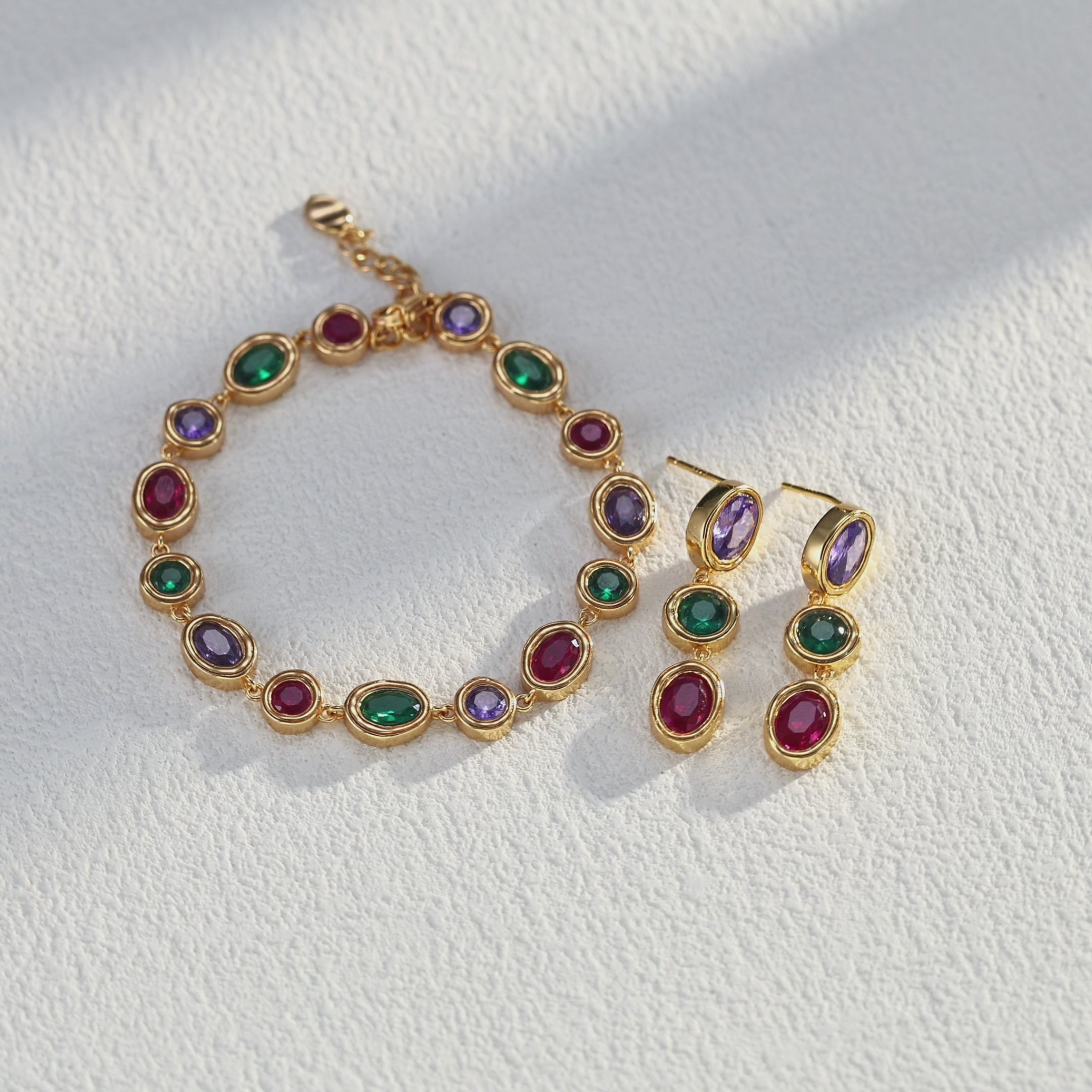 925 Sterling Silver Colorful Cubic Zirconia Earrings product video E01301-2_影片_1