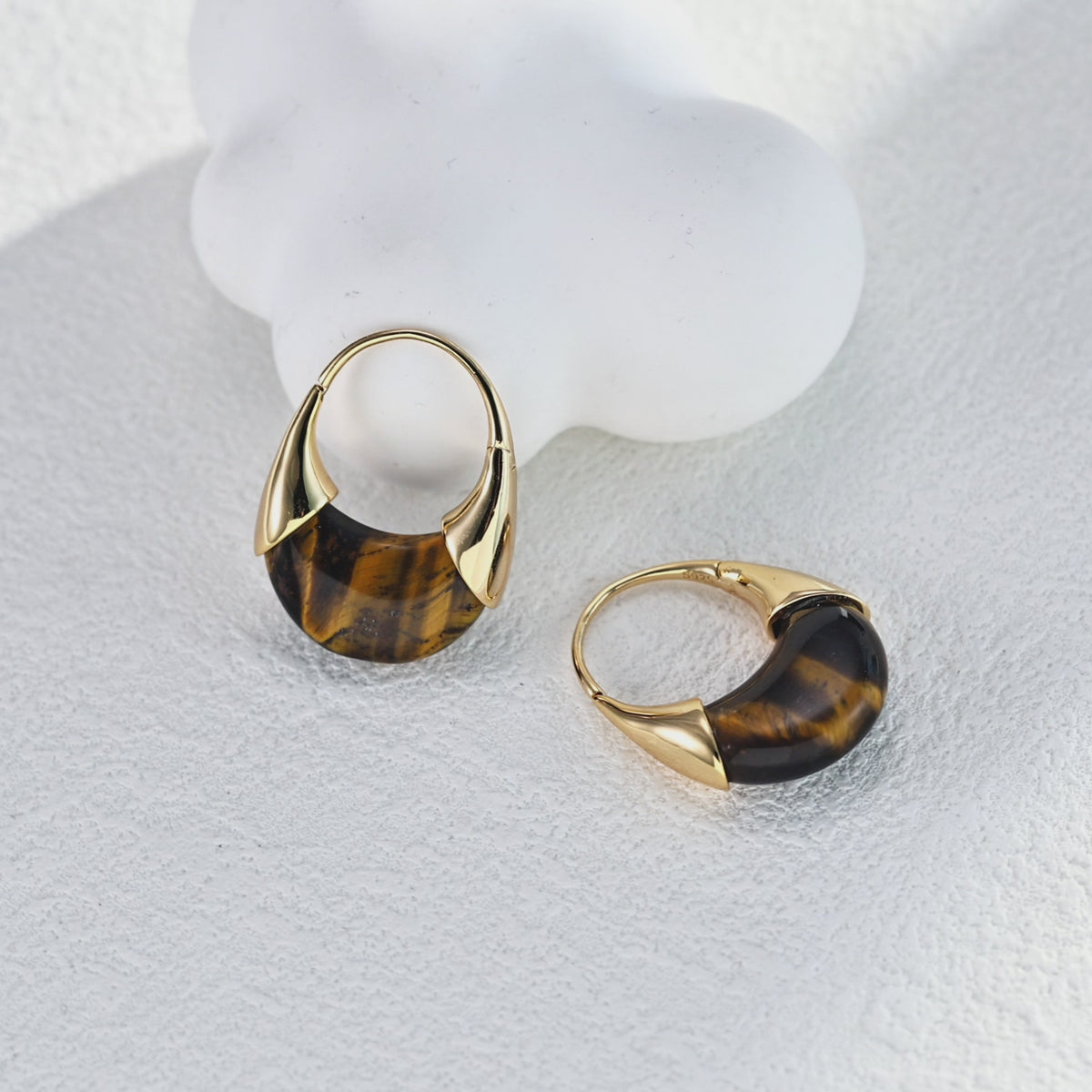 925 Sterling Silver Vintage Tiger’s Eye Earrings product video E01229-2_影片_1